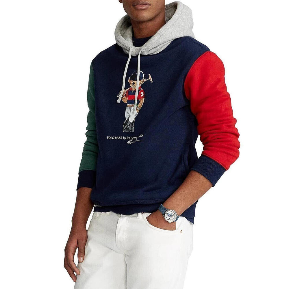 Polo Ralph Lauren Big &Tall Men's Navy Polo Bear Colorblock Pullover Hoodie XLT - Picture 2 of 2